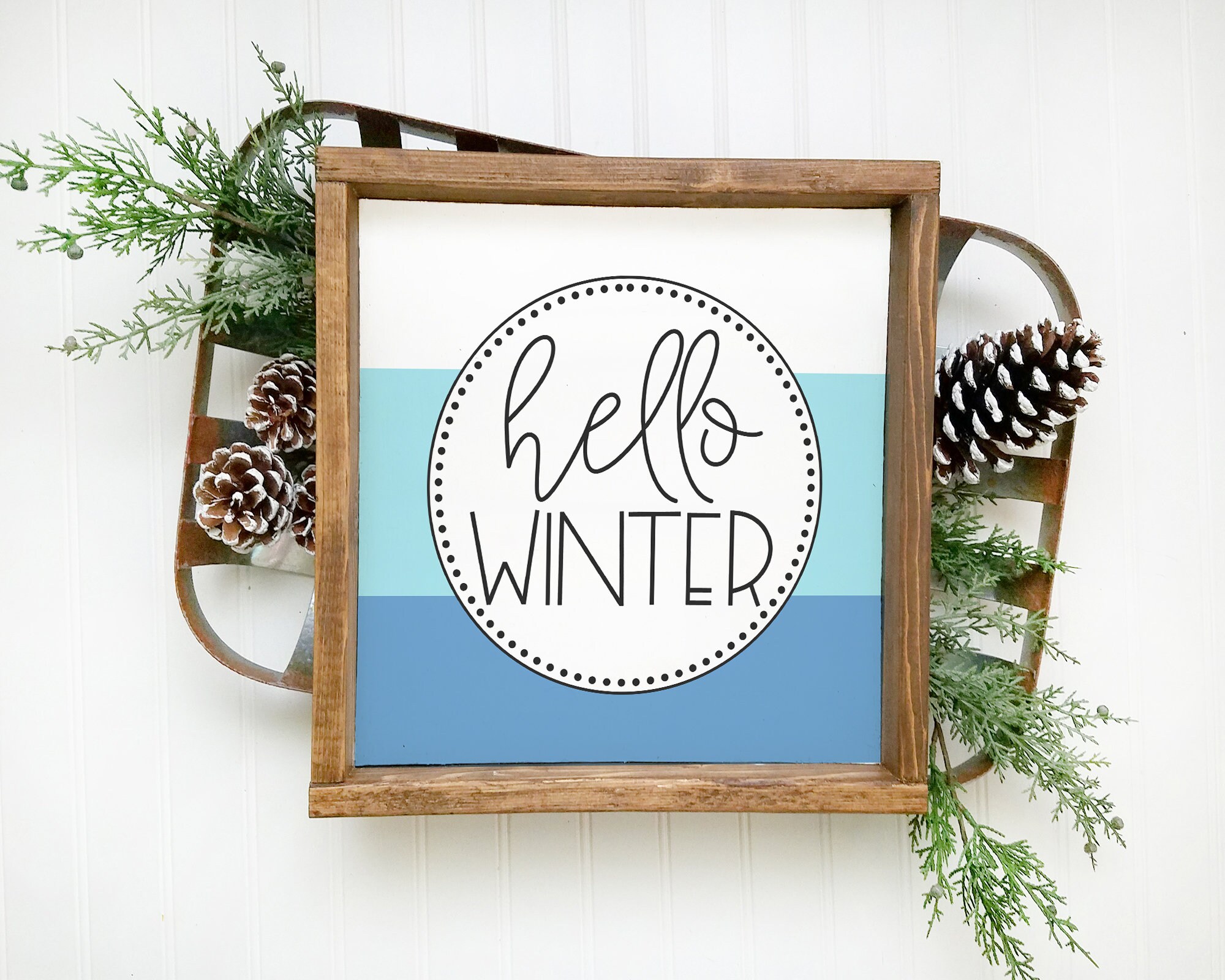 Frozen Blue Color Blocked Hello Winter Printable Wall Art Etsy