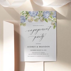 Hydrangea Engagement Party Invitation Template, Printable Engagement invitation, Sunflowers Engagement invitations, 100% Editable, BH03