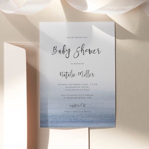 Navy Blue Baby Shower Invitation, Baby Shower Invite Printable, Baby Invitation Template, Navy Blue Baby Shower, Editable Template, NO04