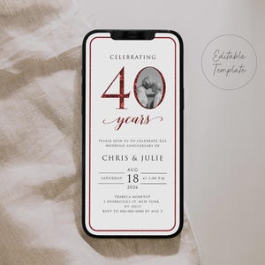 Digital 50th Anniversary Invitation Template, Electronic Anniversary Invite, Gold Confetti Anniversary Evite, Editable Template, GAC379