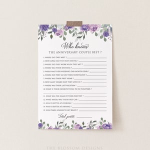 Anniversary Games, Anniversary Party Trivia Games, Who Knows the Couple Best Game, Anniversary Game Printable, Editable Template, PRAC270