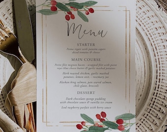 Christmas Menu Template, Christmas Menu, Printable Christmas Menu, Editable Christmas Menu, Menu Template, Christmas Party Decoration, CM12