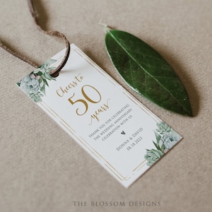 Succulent Anniversary Favors Tag, Cheers to 50 years Tag, Anniversary Thank You Tag, Wedding Anniversary Tag, Editable Template, SEAC324