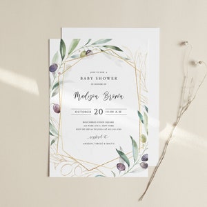 Olive Baby Shower Invitation, Baby Shower Invite Template, Baby Shower Invitation Printable, Olive Baby Shower, Editable Template, OL01