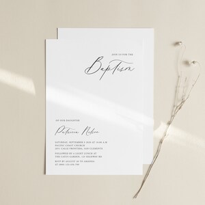 Modern Baptism Invitation, Baptism Invitation Template, Baptism Invite Printable, Christening Invitation Printable, Editable Template, ML09