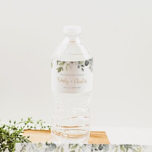 Greenery Water Bottle Label Template, Editable Water Label, Baby Shower, Bridal Shower Water Label, Editable Template, Custom Label, HC52