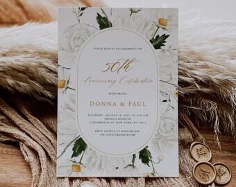 Daisy 50th Anniversary Invitation, Floral Printable Template (Digital Download), DAC237