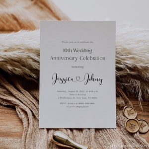 Modern Anniversary Invitation, Minimal Wedding Anniversary Invite, Wedding Anniversary Invitaion Printable, Editable Template, MAC121