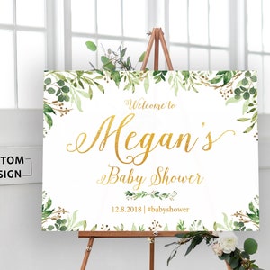 Baby Shower Sign, Baby Shower Welcome Sign, Greenery Baby Shower Sign, Baby Shower Decorations, Baby Shower Sign Printable, RUSH SERVICE image 3