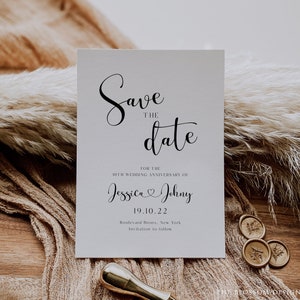 Anniversaire minimaliste, réservez cette date, anniversaire de mariage moderne, réservez la date imprimable, 10e anniversaire, modèle modifiable, MAC122