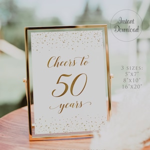 Cheers to 50 Years Sign, Confetti Cheers to 50 Years Sign, 50th Anniversary Sign Printable, Anniversary Decoration, Instant Download, GAC14