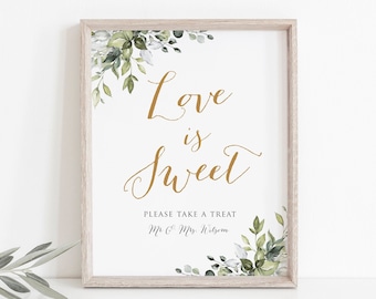 Greenery Love is Sweet Sign Anniversary Signs Printable | Etsy