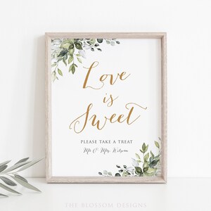 Greenery Love is Sweet Sign, Greenery Signs Printable, Printable ...