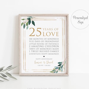 25 años de amor Signo, Cualquier Año, Regalo de Aniversario de Boda, Letrero 25 Aniversario Imprimible, Idea de Regalos de Aniversario, Letrero Personalizado, LAC52