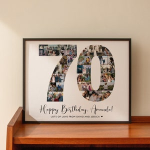 Custom 70th Birthday Gift, Number 70 Picture Collage, 70th Birthday Gifts, 70th Birthday Sign, Born in 1954, Personalized Sign, SWI09