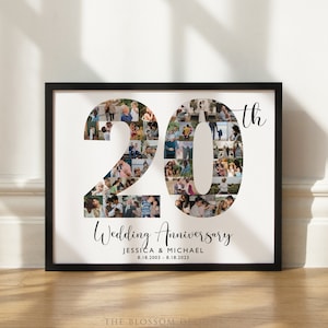 Custom 20th Anniversary Gift, Number 20 Year Picture Collage, Anniversary Gifts for Couple, Married in 2005, Personalized Sign, SWI05