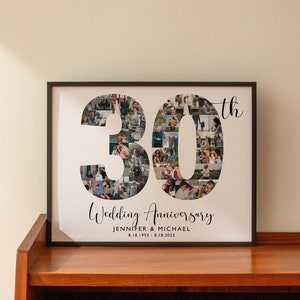 Custom 30th Anniversary Gift, Number 30 Year Picture Collage, Married in 1994, 30th Anniversary Sign, Personalized Sign, SWI07