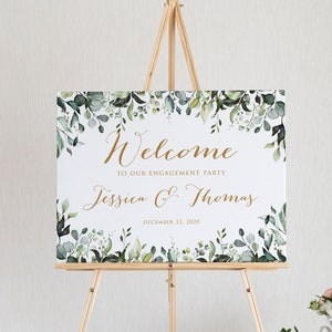 Greenery Engagement Party Sign, Welcome to Our Engagement Sign, Welcome to the Engagement, Rustic Wedding Welcome Sign, Wedding Sign, HC11