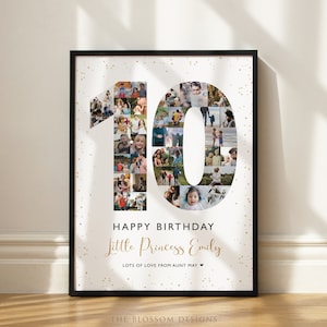 Custom 10th Birthday Gift, Number 10 Photo Collage, 10th Birthday Gift, 10th Birthday Printable Sign, Born in 2014, Personalized Sign, SWI16