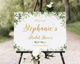 Bridal Shower Sign,  Bridal Shower Decorations, Bridal Shower Welcome Sign, Bridal Shower Poster, Greenery Bridal Shower Sign, Custom Design