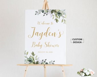 Baby Shower Sign, Baby Shower Welcome Sign, Greenery Baby Shower Sign,  Baby Shower Decorations, Baby Shower Sign Printable , RUSH SERVICE