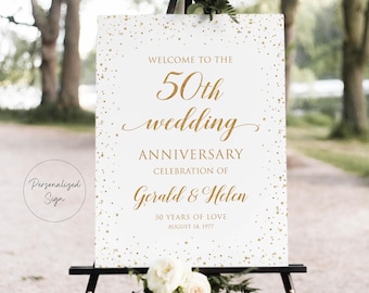 50th Anniversary Welcome Sign, Golden Anniversary Poster Printable, Custom Design (Digital Download), GAC26