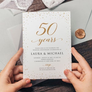 50th Anniversary Invitation, Gold Wedding Anniversary Invite, Wedding Anniversary Printable, Anniversary Invite, Editable Template, GAC24
