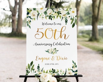 50th anniversary poster, 50th anniversary sign, Anniversary Sign Printable, 50th Anniversary decoration, Greenery Wedding Anniversary, WAC1