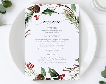 Christmas Menu Template, Christmas Menu, Printable Christmas Menu, Editable Christmas Menu, Menu Template, Christmas Party Decoration, CM13