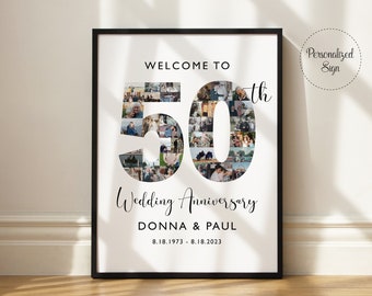 Personalisiertes Geschenk zum 50-jährigen Jubiläum, Zahl 50 Fotocollage, Verheiratet 1976, Digitale Dateien, SWI03