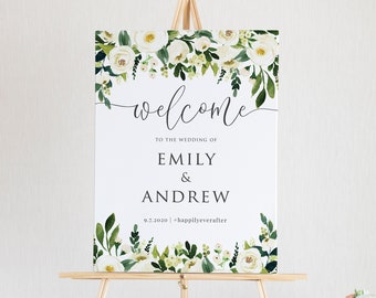 Rustic Greenery Wedding Welcome Sign Template, Printable (Digital Download), WF35