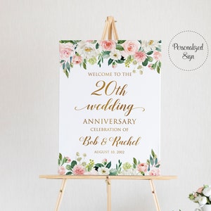 Cartel del 20º Aniversario, Cartel del 20º Aniversario, Cartel de Aniversario Imprimible, Puede Cambiar Cualquier Año, Aniversario de Bodas, Bodas de Oro, FAC1
