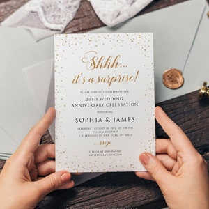 Chut... C'est une invitation d'anniversaire surprise, 50e anniversaire d'invitation imprimable, fête d'anniversaire surprise, modèle modifiable, GAC151