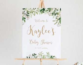 Baby Shower Sign, Baby Shower Welcome Sign, Greenery Baby Shower Sign, Baby Shower Decorations, Baby Shower Sign Printable