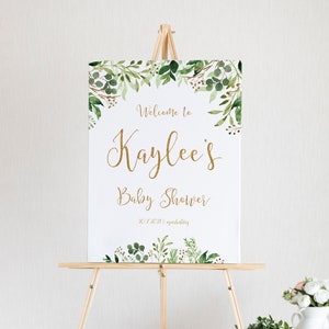 Insegna baby shower, Insegna di benvenuto baby shower, Insegna per baby shower verde, Decorazioni per baby shower, Insegna per baby shower stampabile