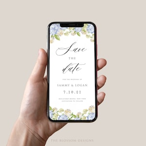 May include: A save the date card with a floral design. The text reads "Save the Date" for the wedding of Sammy & Logan on 7.10.21. The card also includes the location, Boulevard Bronx, New York, and the text "Invitation to follow".
