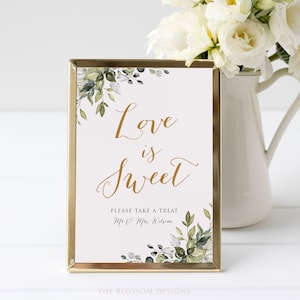 Greenery Love is Sweet Sign, Greenery Signs Printable, Printable ...