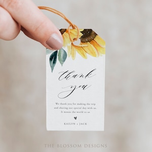 Sunflower Wedding Favor Tag, Thank you Tag Template, Gift Tag Template, Sunflower Thank you Tag, Editable Tag, Printable Favor Tag, SF14