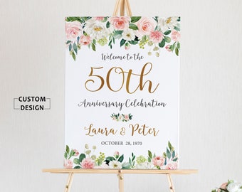 50th anniversary Poster, 50th Anniversary Sign, Can Change Any Year, 50th Anniversary Decoration, Wedding Anniversary, Gold Wedding, FAC02