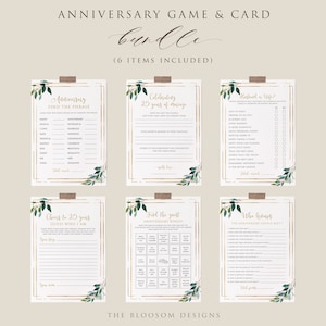 25 Jahre Jubiläumsspiel Bundle, Jubiläumsparty Spiele zum Ausdrucken, Grünes Jubiläumsspiel, Jubiläumskarten, bearbeitbare Vorlage, LAC50