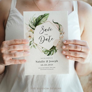 Tropische Save The Date Vorlage, Tropical Save The Date Karte, Save The Date druckbar, Save The Date, bearbeitbar Save The Date, Templett, BT04