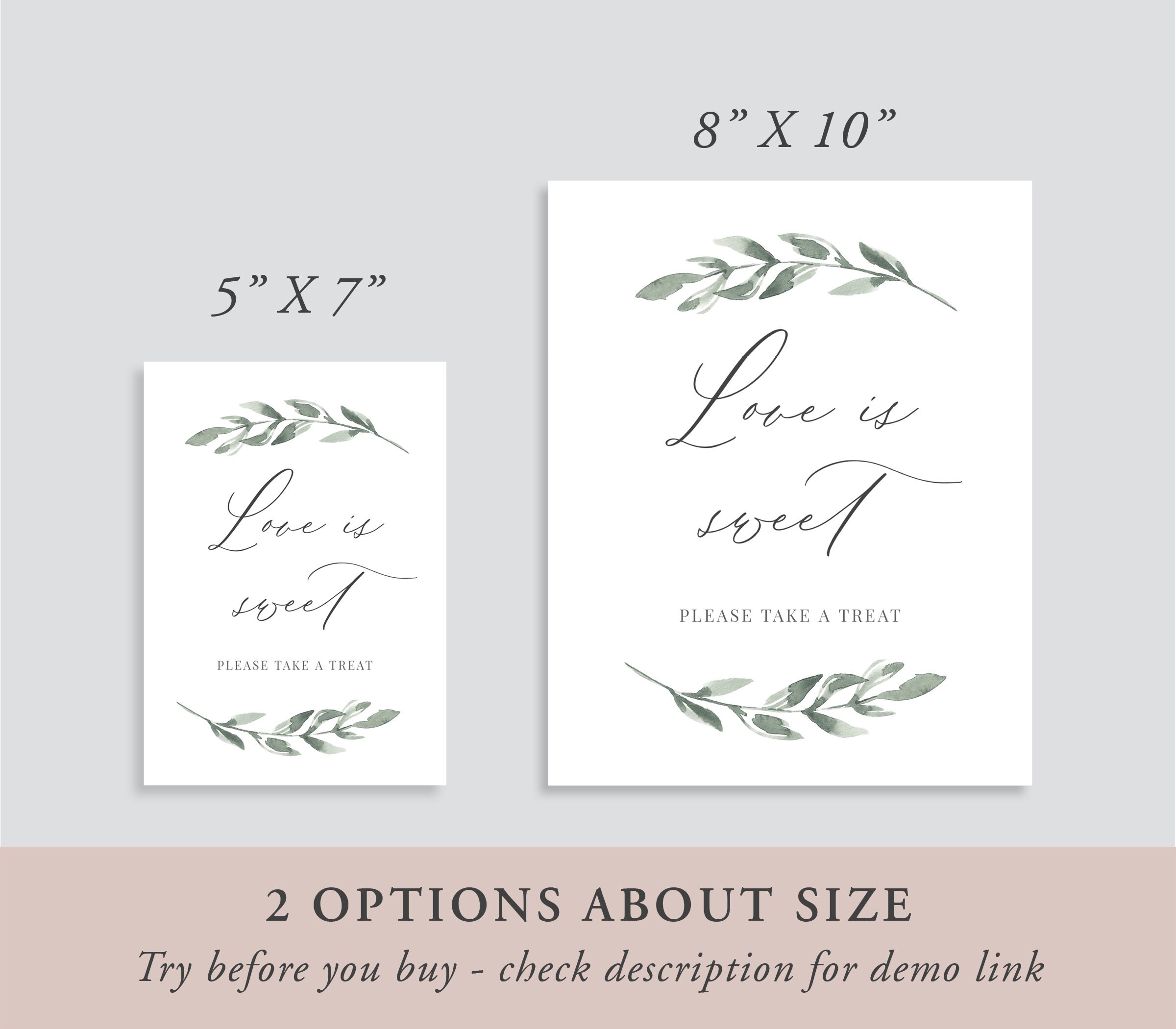 Greenery Love is Sweet Sign Greenery Signs Printable - Etsy