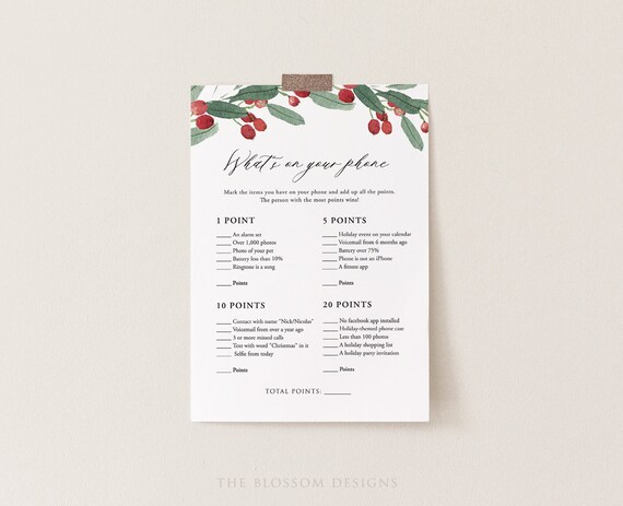 What's on Your Phone Game Printable Christmas Game | Etsy