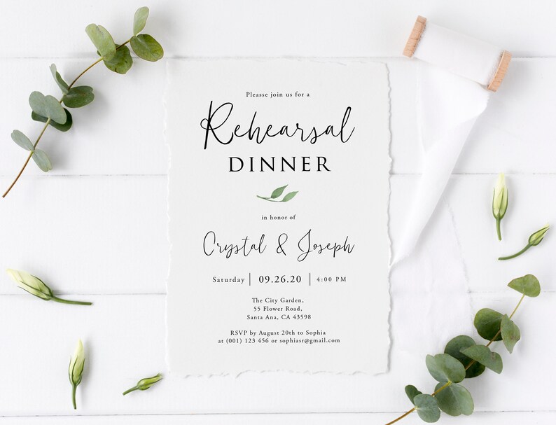 Templett Rehearsal Dinner Invite GN01 Rehearsal Dinner Invitation Template Greenery Rehearsal Dinner Invite Rehearsal Dinner Invitation