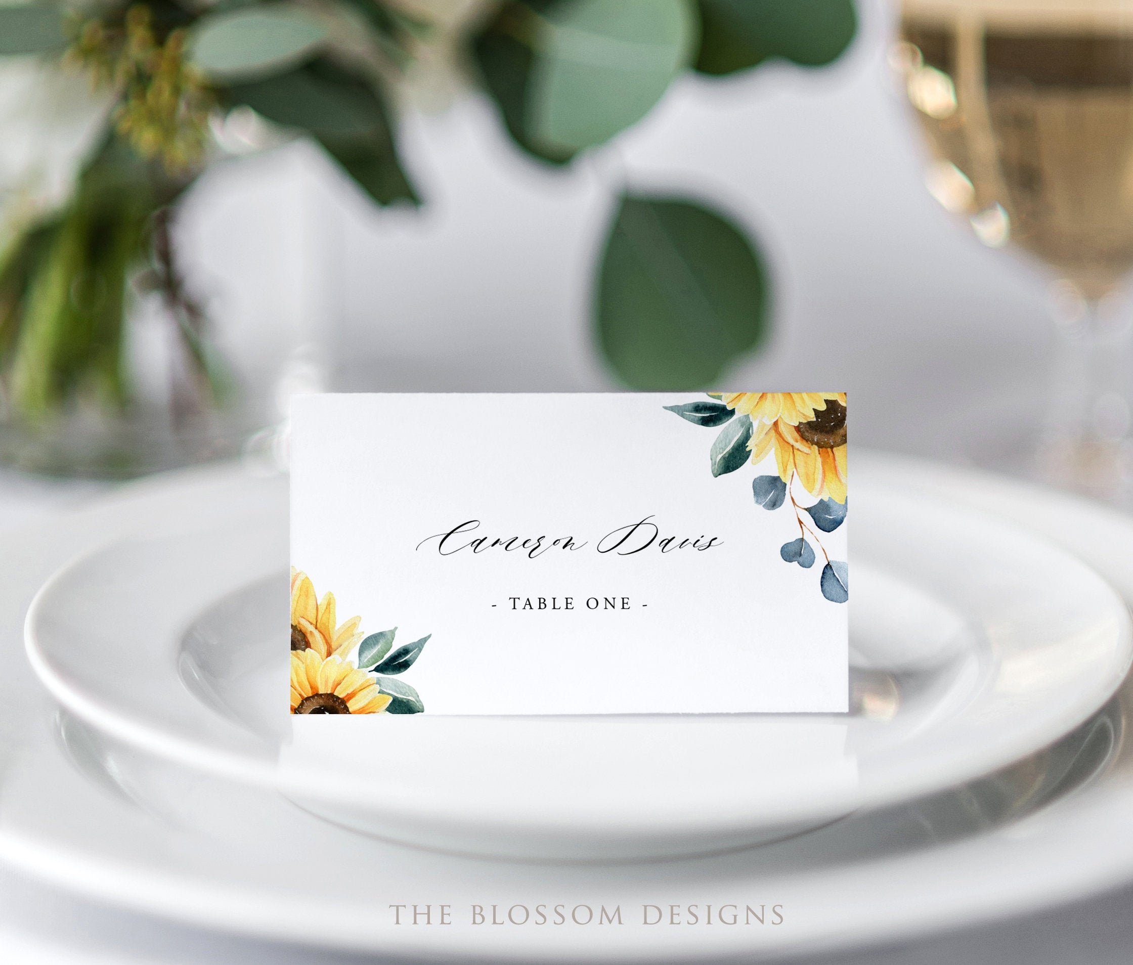 Sunflower Place Card Template Printable Place Card Wedding | Etsy