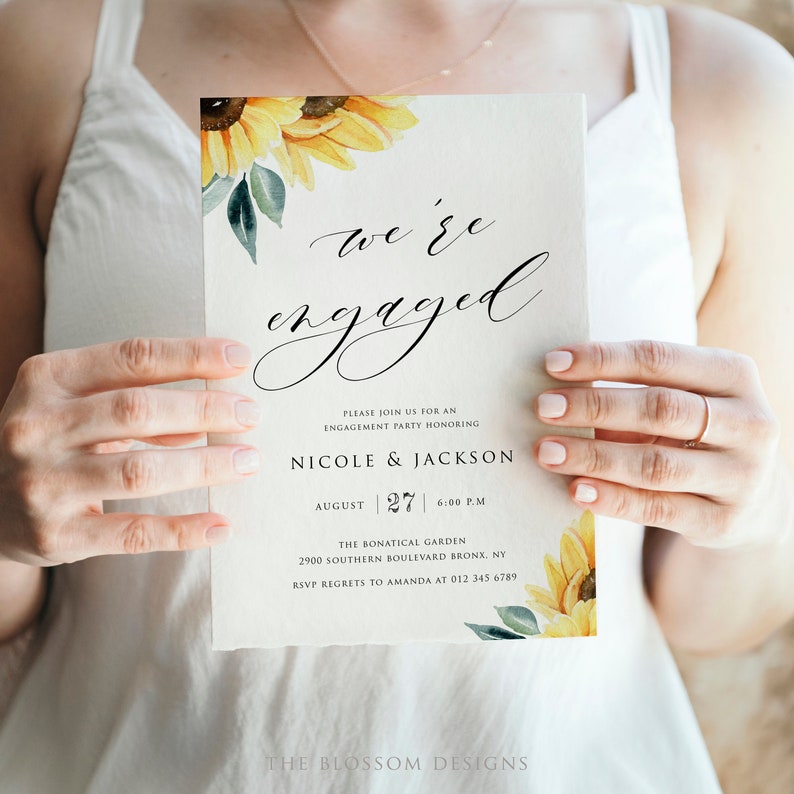 Sunflowers Engagement Party Invitation Template Printable Etsy