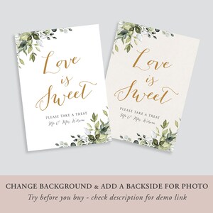 Greenery Love is Sweet Sign, Greenery Signs Printable, Printable ...