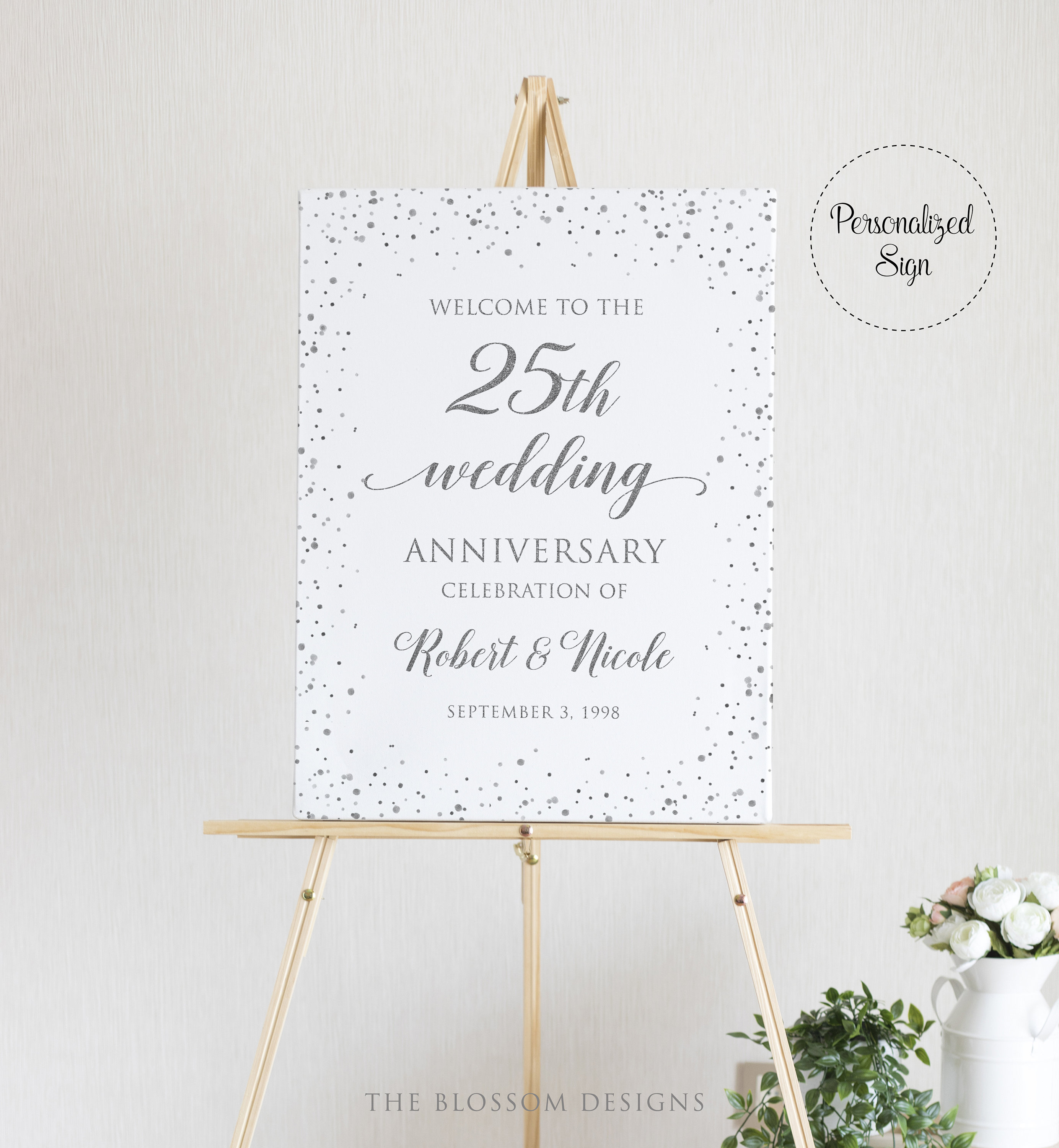 Silver Anniversary Poster, 25th Wedding Anniversary Sign