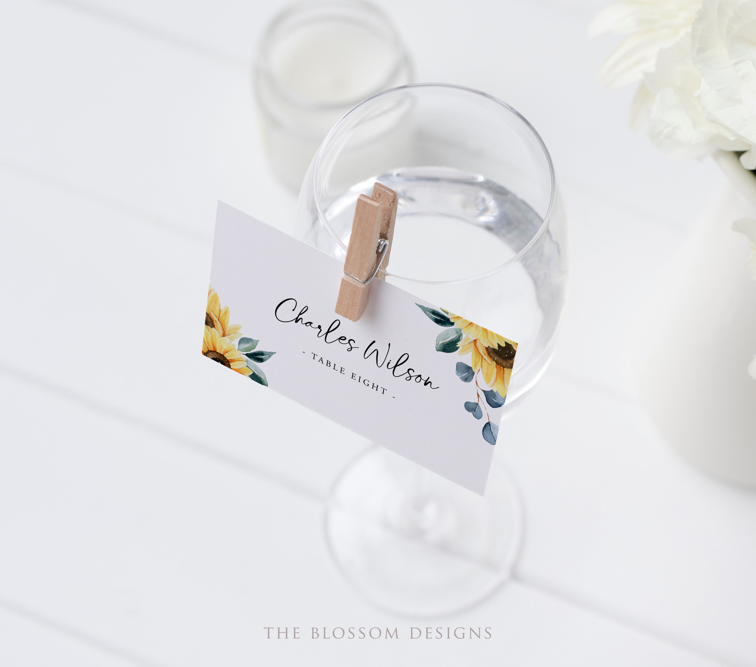 Sunflower Place Card Template Printable Place Card Wedding | Etsy