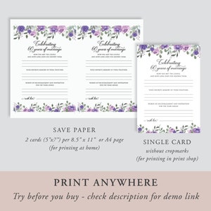 Printable Anniversary Party Sheet, Anniversary Game, Celebrating 60 ...